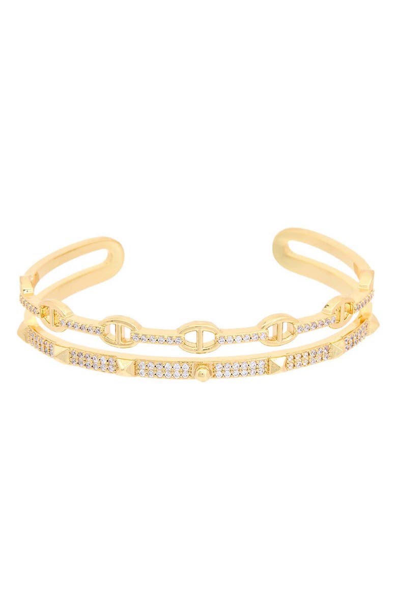 Juvell CZ Pavé Cuff Bracelet Set, Main, color, Yellow