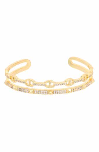 CZ Pavé Cuff Bracelet Set