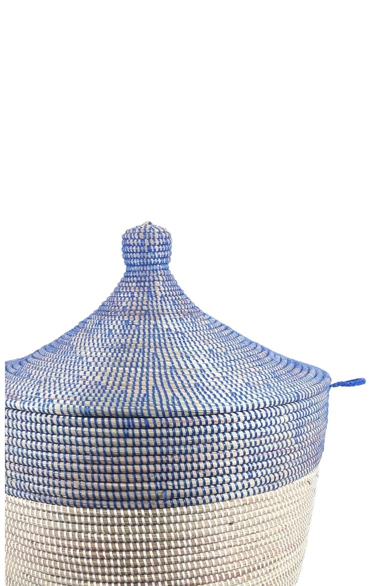Dou Lid Storage Basket Two-Tone Low Storage, Alternate, color, Navy and White