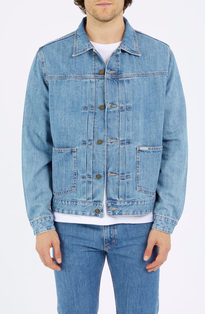 GUESS JEANS Selvedge Denim Trucker Jacket, Main, color, Gjsl