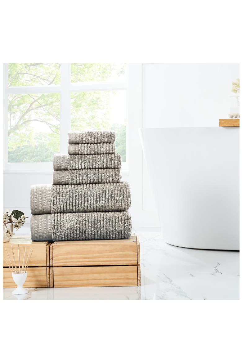 Soft Rib Quick Dry 6-Piece Towel Set, Alternate, color, CHARCOAL