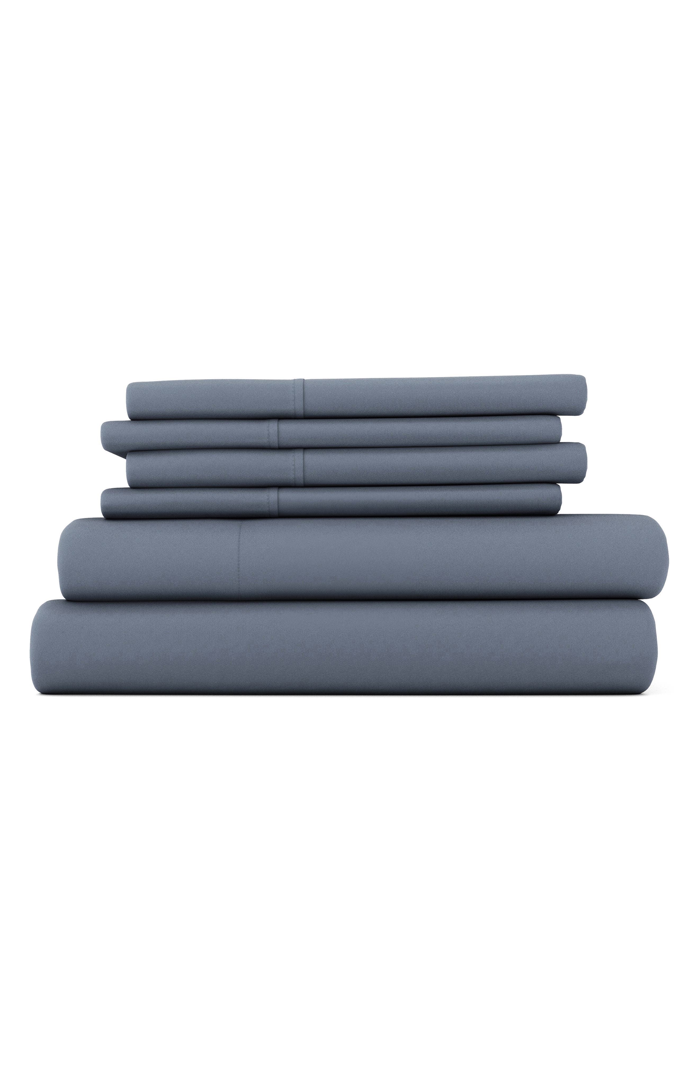 HOMESPUN Premium Ultra Soft 6 Piece Microfiber Solid Sheet Set