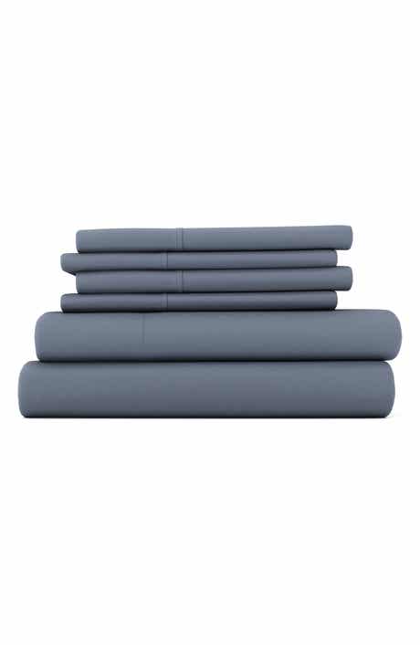 HOMESPUN Premium Ultra Soft 6 Piece Microfiber Solid Sheet Set