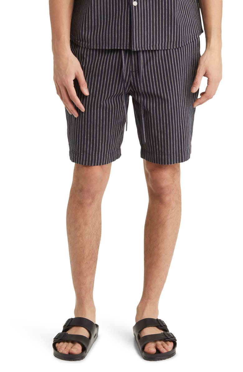 Wax London Kurt Stripe Linen & Cotton Drawstring Shorts, Main, color, 