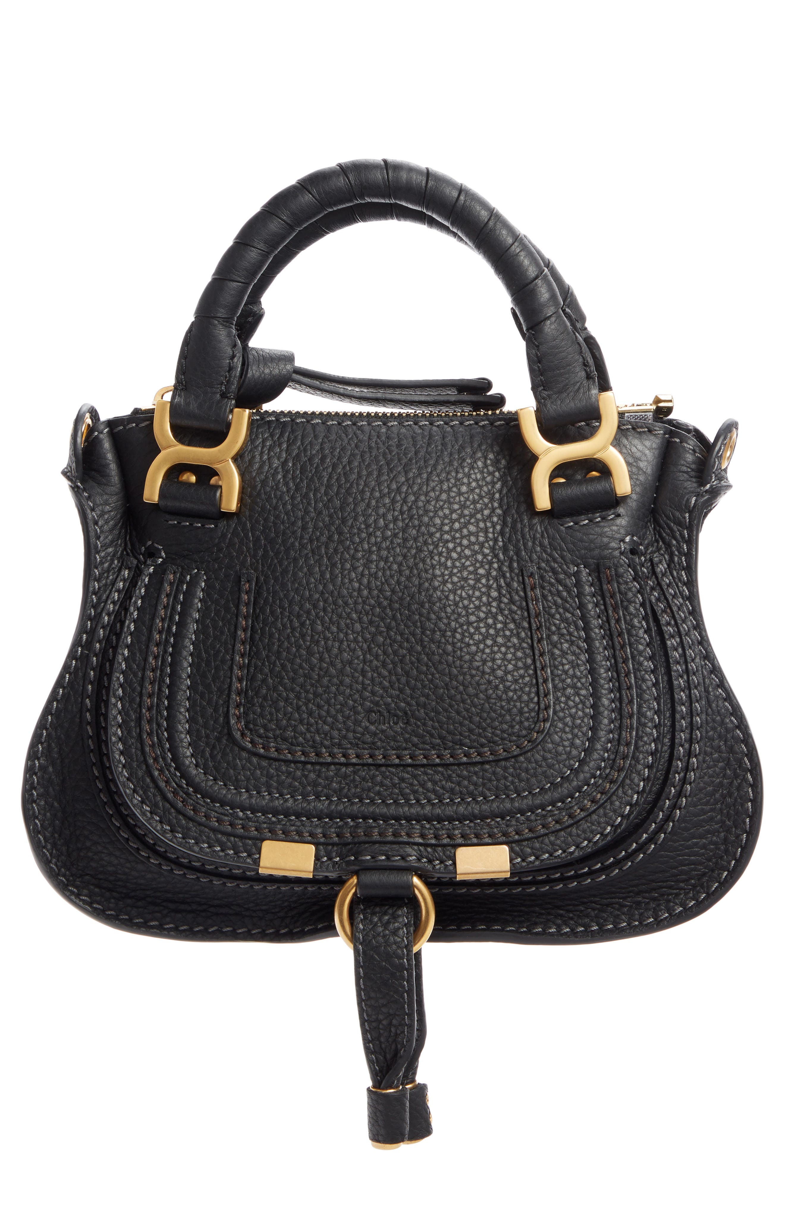Mini Marcie Leather Crossbody Bag, Main, color, BLACK