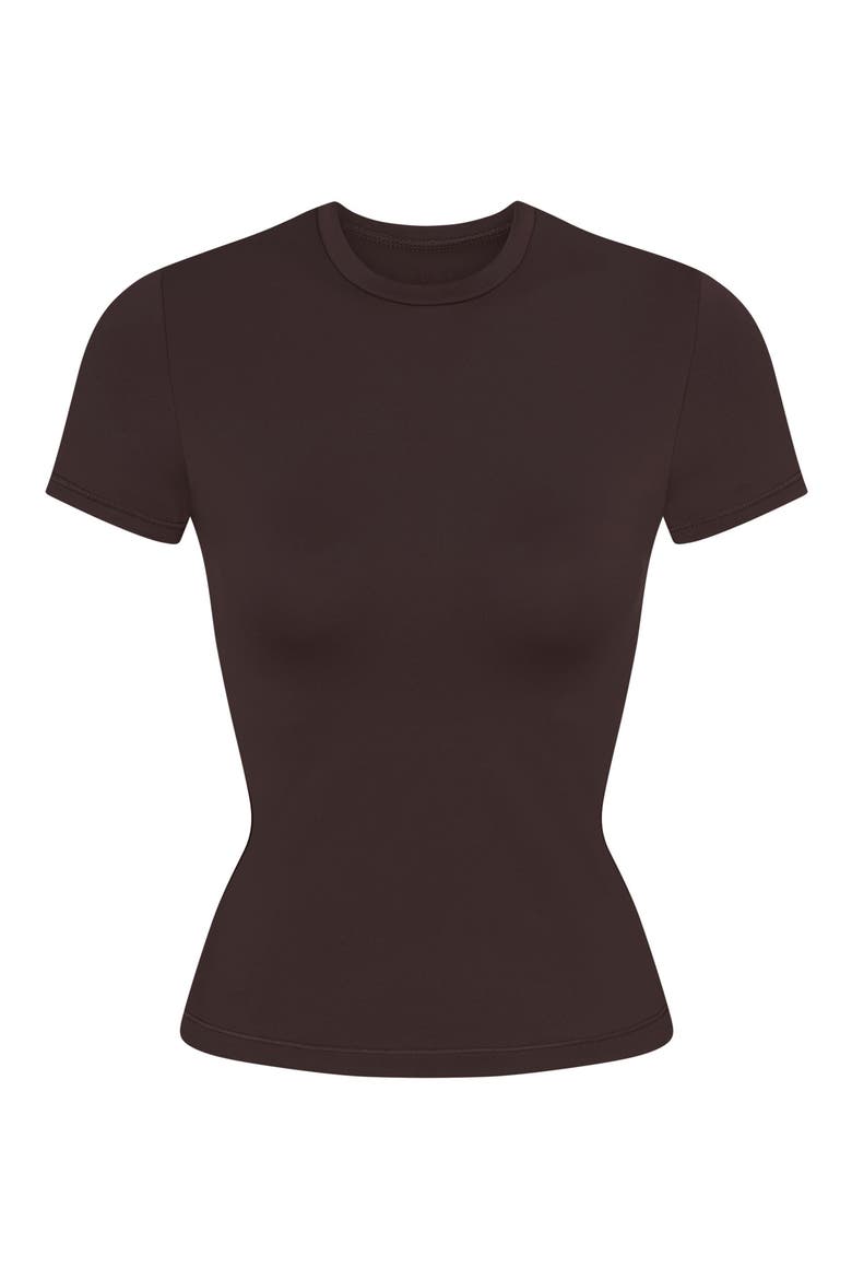 Matte Padded Baby Tee, Alternate, color, DARK SEPIA