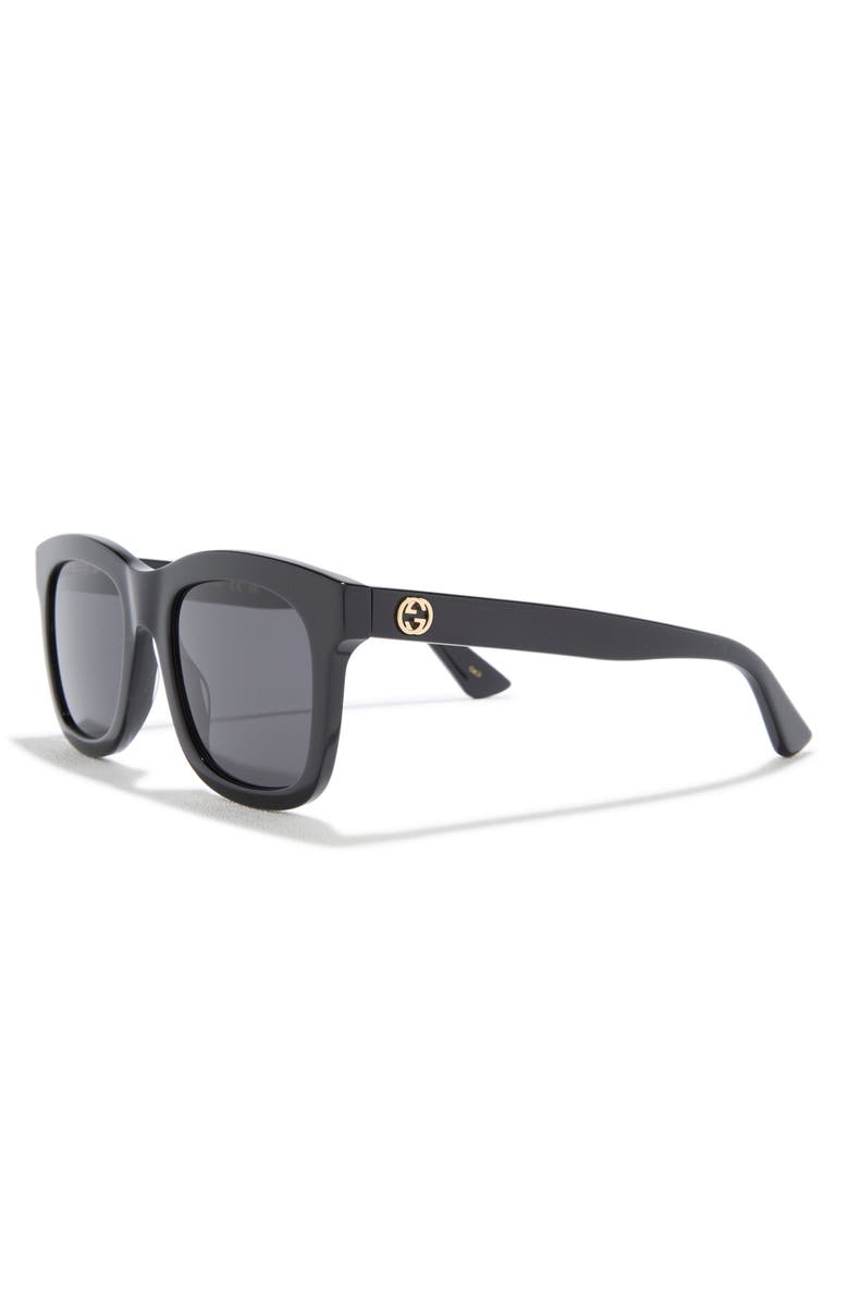 Gucci 52mm Square Sunglasses, Alternate, color, Black Black Grey