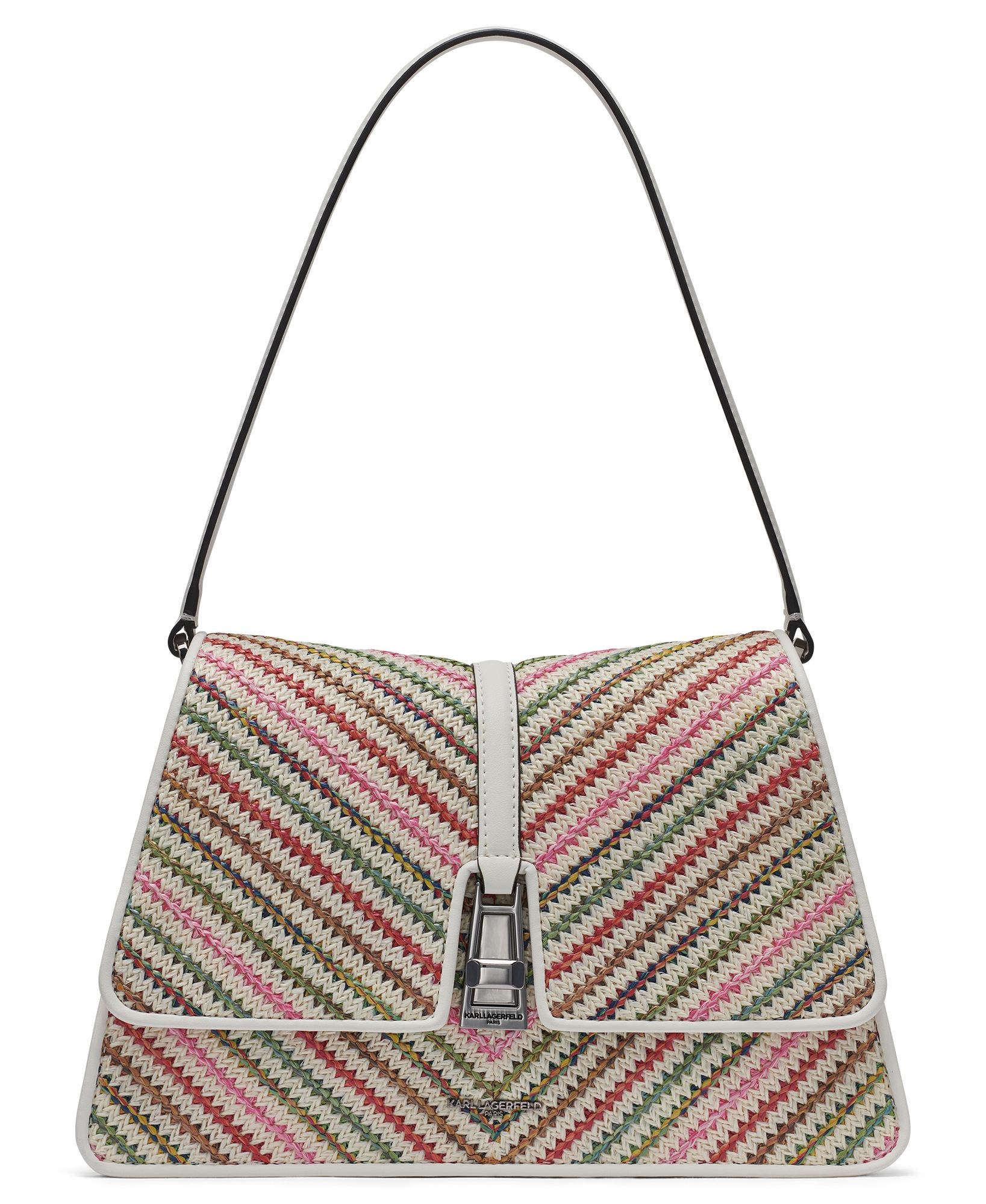 Mercerie Chevron Raffia Shoulder Bag, Main, color, Multi Combo