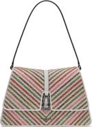 KARL LAGERFELD PARIS Mercerie Chevron Raffia Shoulder Bag