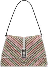 KARL LAGERFELD PARIS Mercerie Chevron Raffia Shoulder Bag