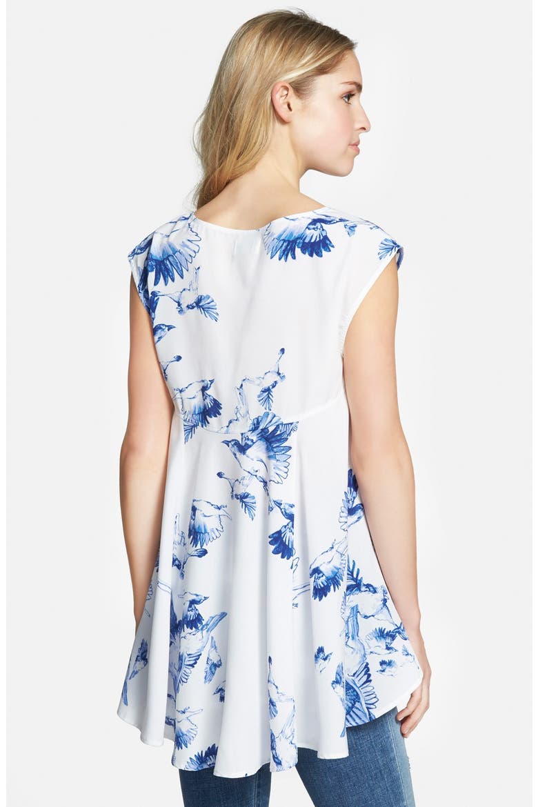 'Floaty' High/Low Tee, Alternate, color, BLUE BIRDS IN FLIGHT
