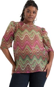 June + Vie Mutton Sleeve Organza Blouse