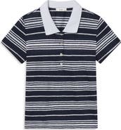 FRAME The Stripe Stretch Linen Polo Top