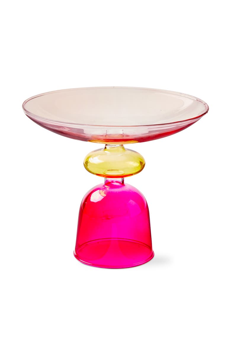 tag Mira Pink Borosilicate Glass Pedestal Decorative Dish 6x6x1.97 in, Main, color, Pink