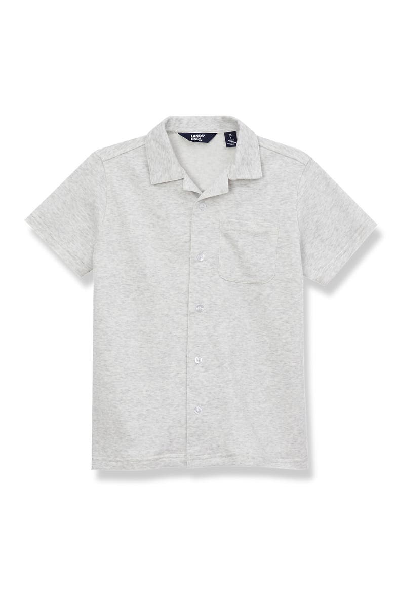 Boys Terry Knit Button Down Shirt, Main, color, Snow White Heather