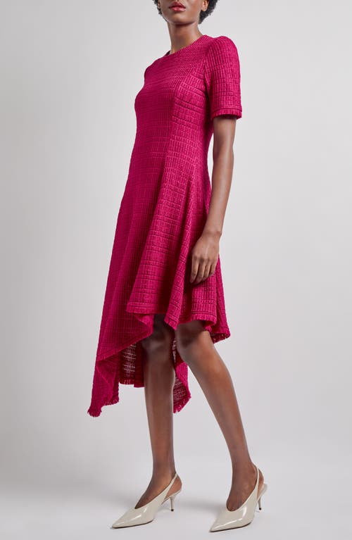 Misook Fit & Flare Tonal Textured Asymmetrical Knit Dress - Modern Fit In Pink Flash