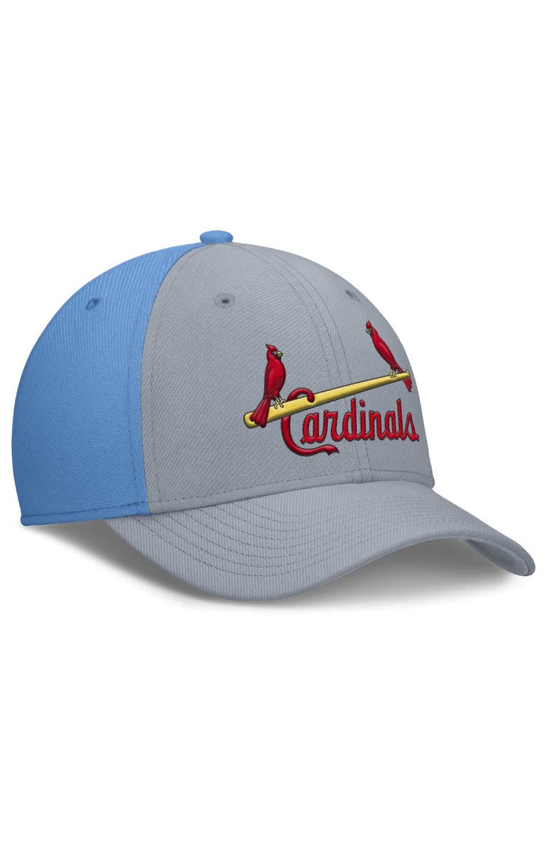 Nike Men's Nike Gray/Light Blue St. Louis Cardinals Rise Swoosh Performance Flex Hat, Alternate, color, Gray