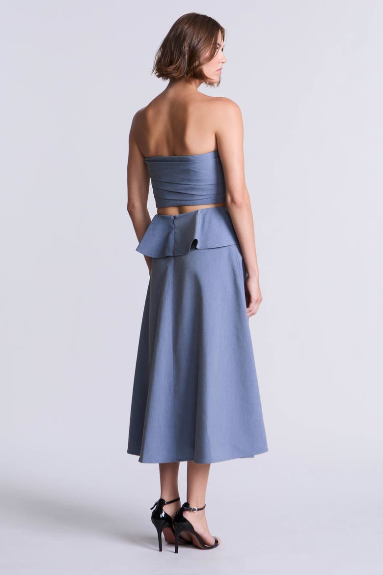 Cascade Midi Skirt, Alternate, color, Yarn Dye Denim Blue Suiting