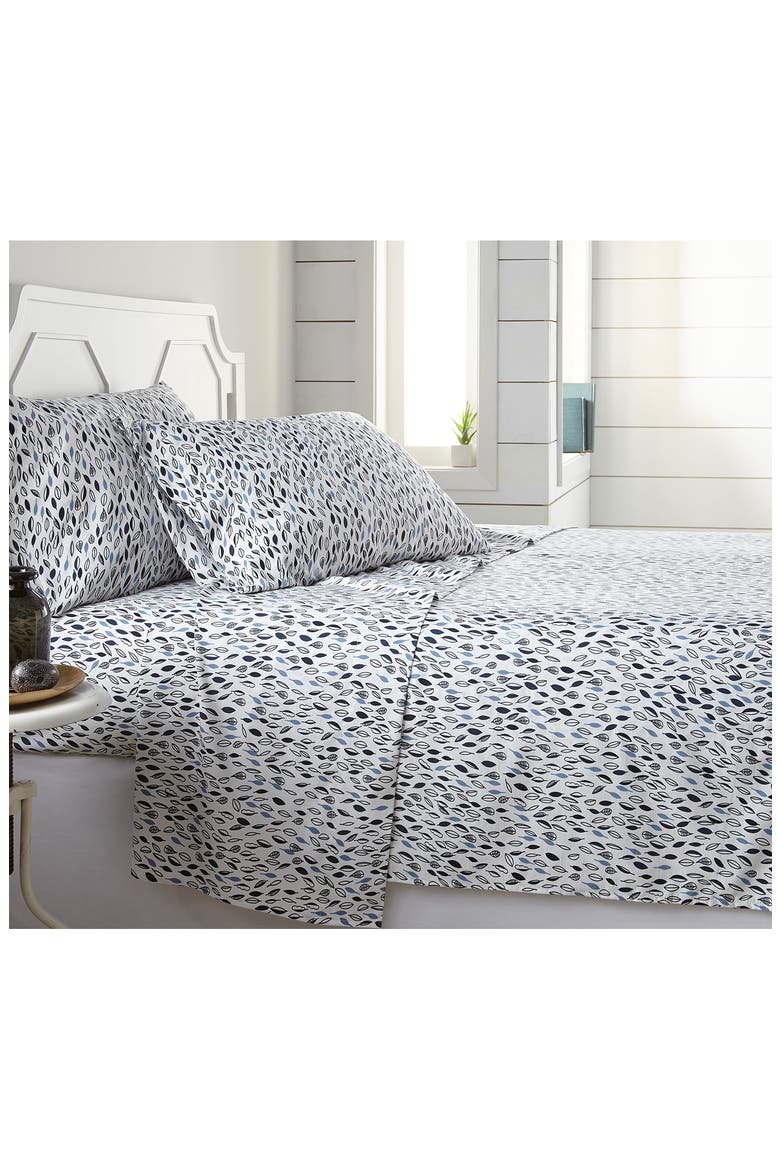 Botanical Forest Microfiber Sheet Set, Main, color, BOTANICAL FOREST WHITE/BLUE