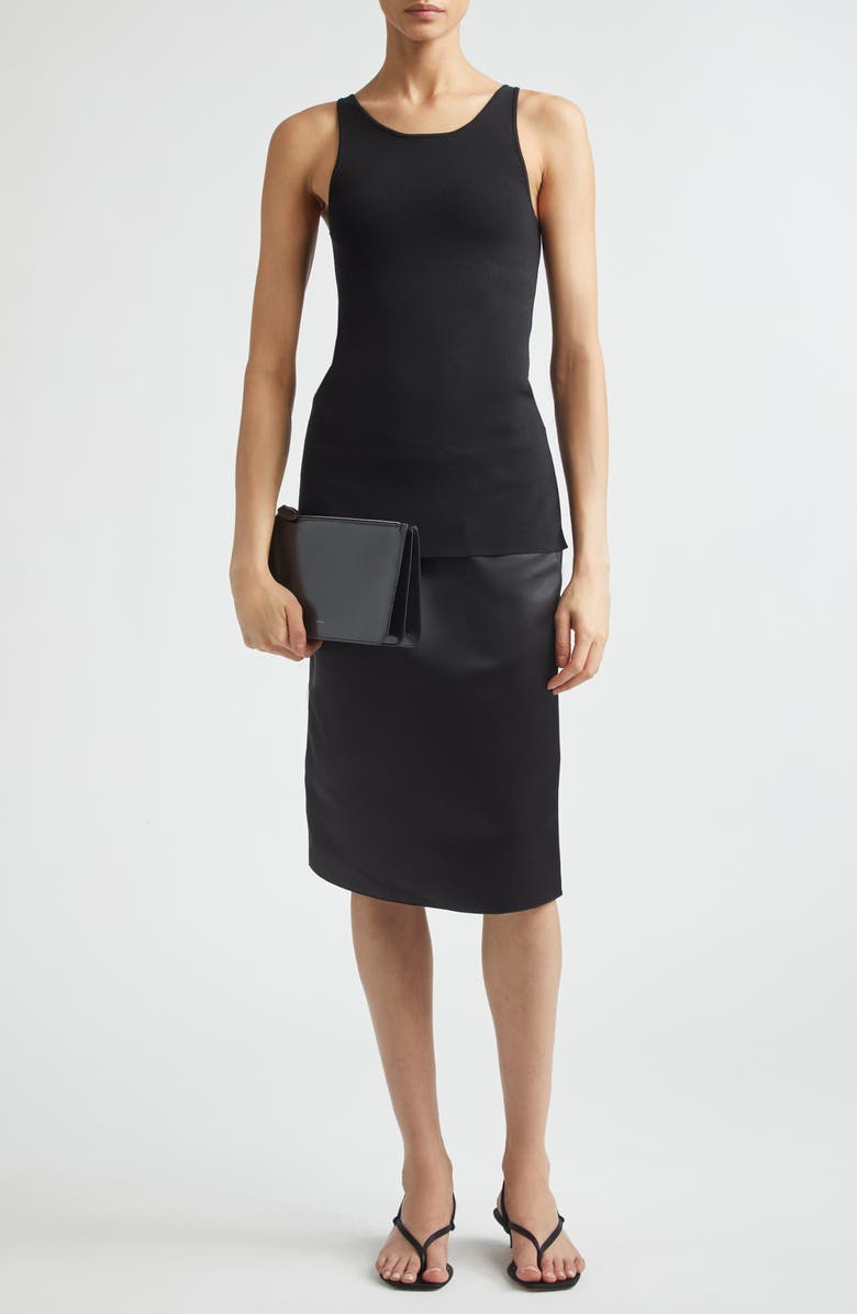 TOTEME Duchesse Satin Pencil Skirt, Alternate, color, Black