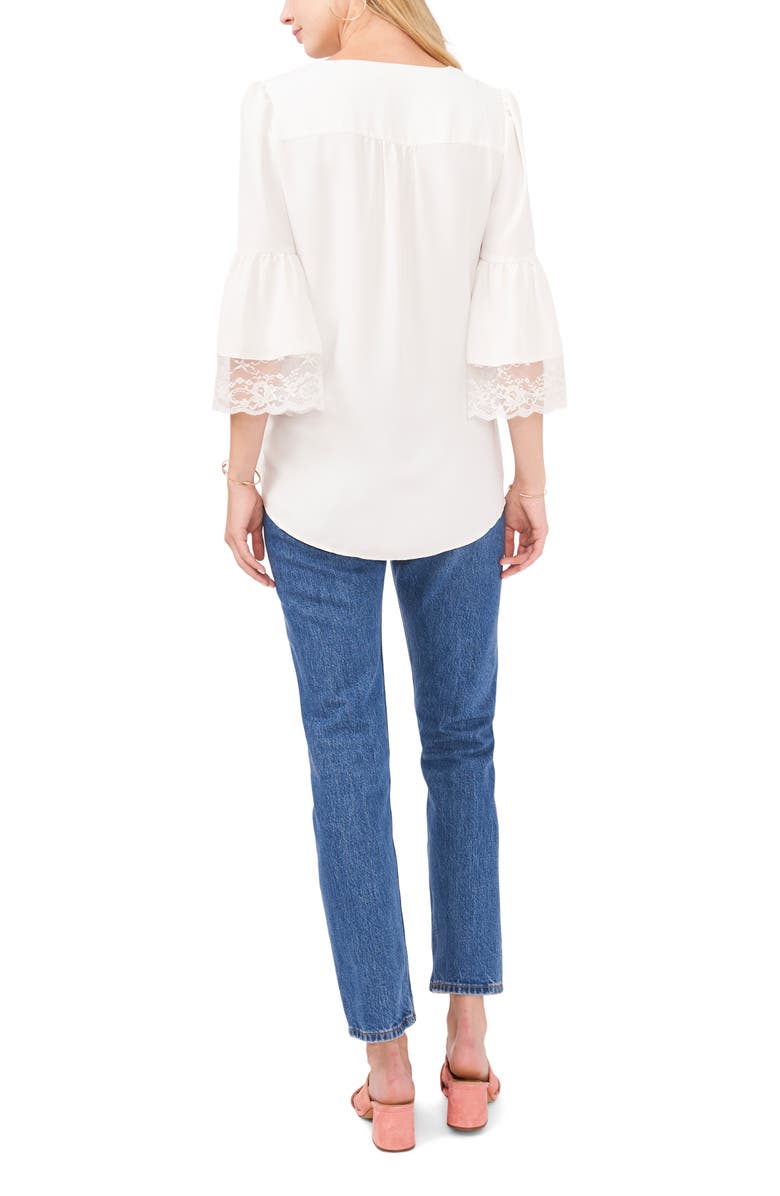 Vince Camuto Tiered Lace Ruffle Sleeve Top, Alternate, color, 