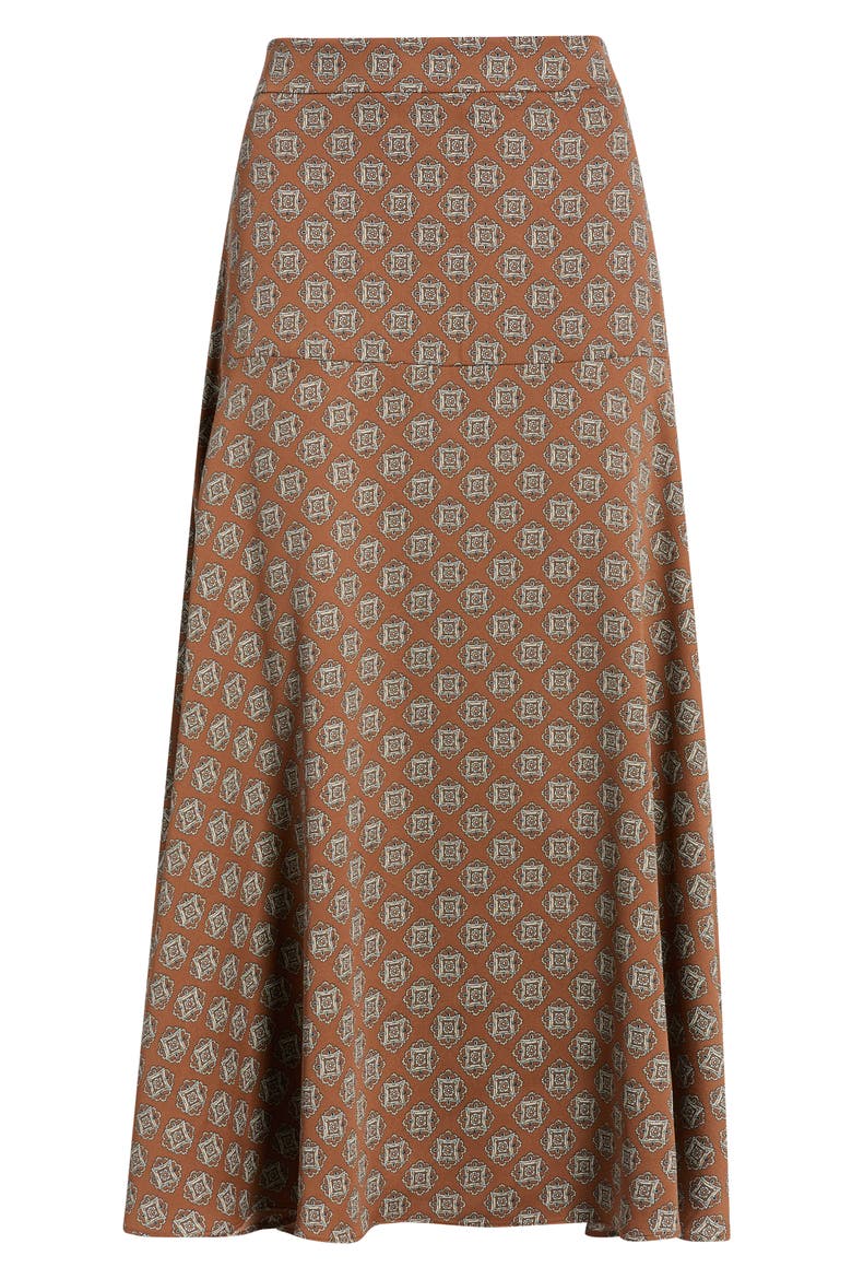 Emmalce Patterned Midi Skirt, Alternate, color, BURNT BROWN TIE PRINT