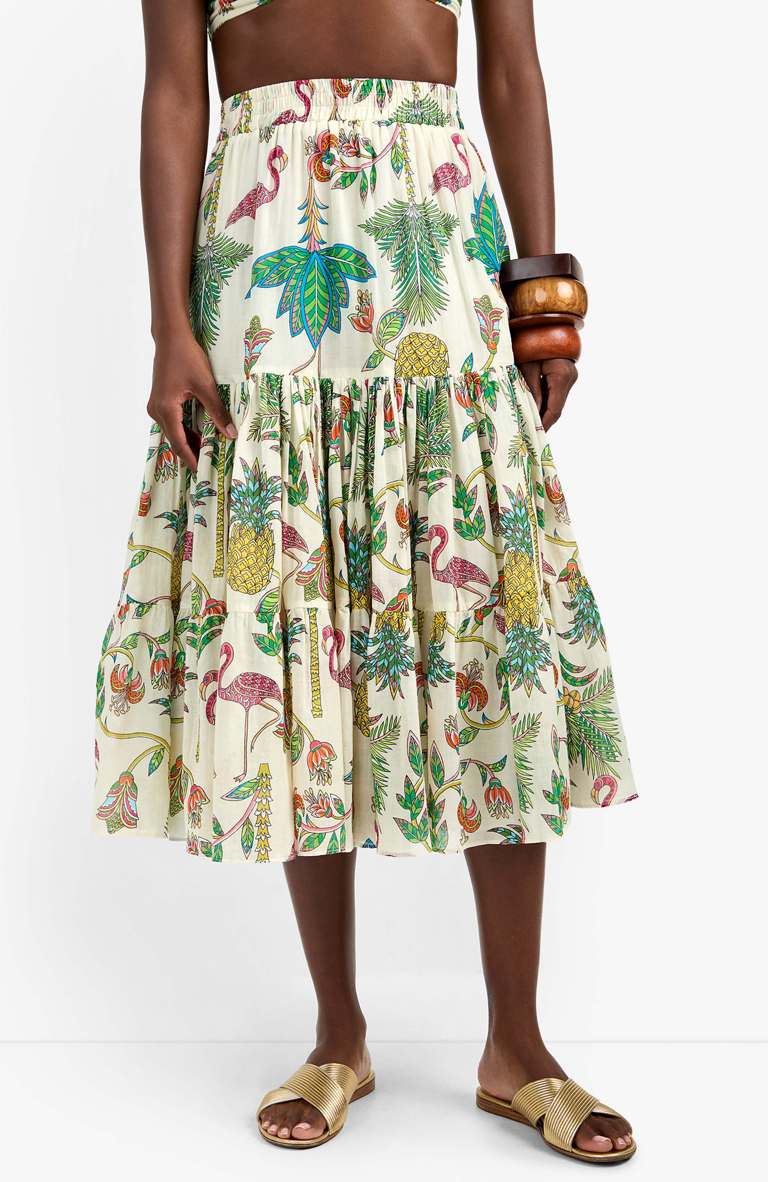 Trina Turk Marsay Flamingo Fizz Voile Skirt (Women) | Nordstrom