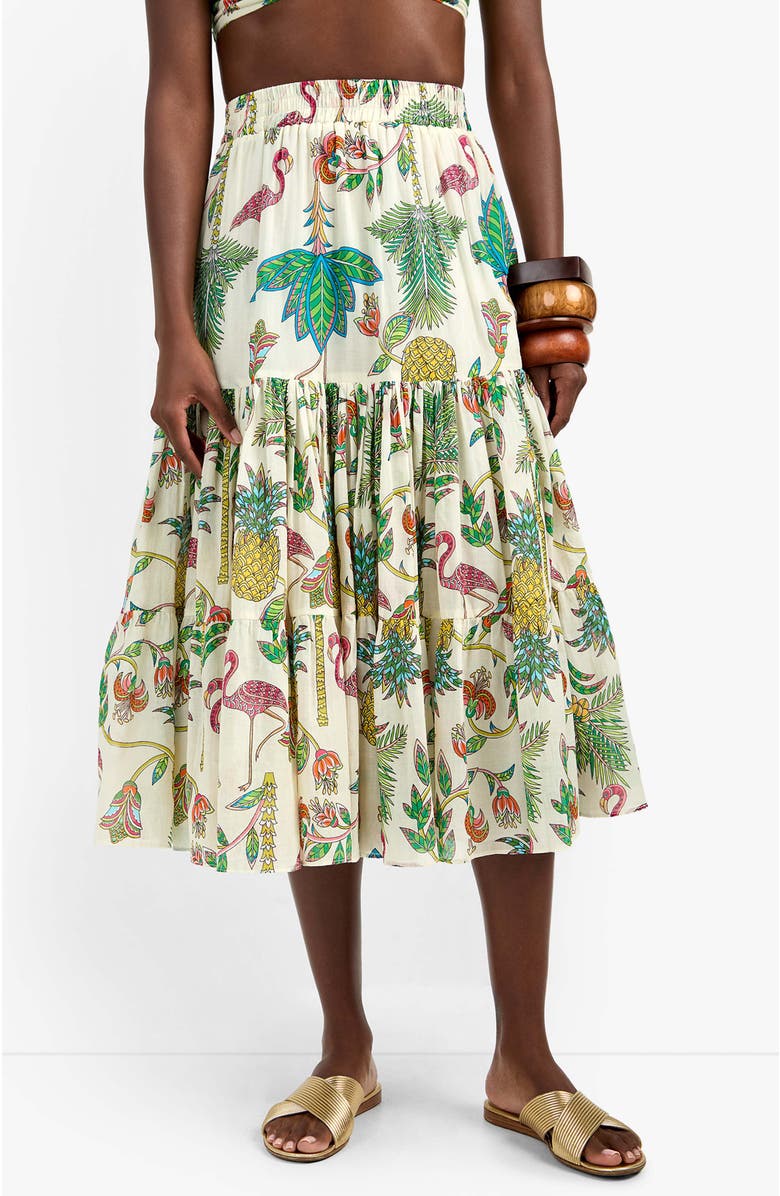 Trina Turk Marsay Flamingo Fizz Voile Skirt, Alternate, color,