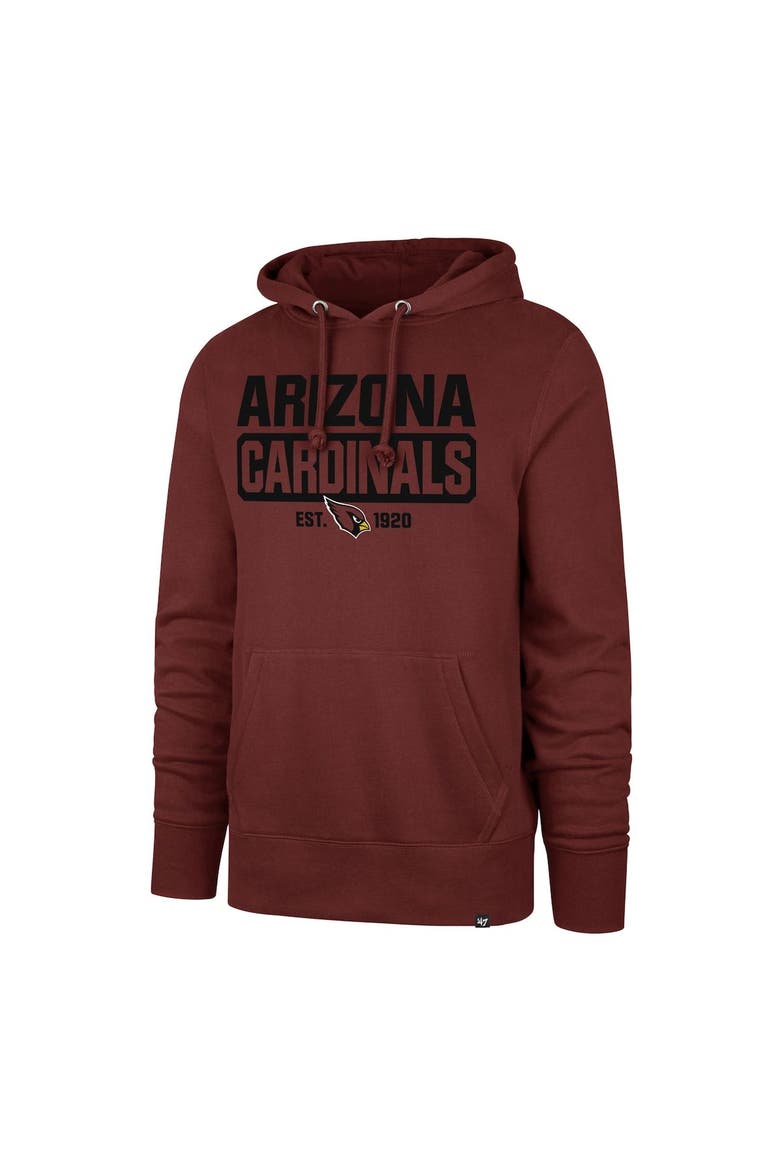 Men's '47 Cardinal Arizona Cardinals Box Out Headline Pullover Hoodie, Main, color, Cardinal