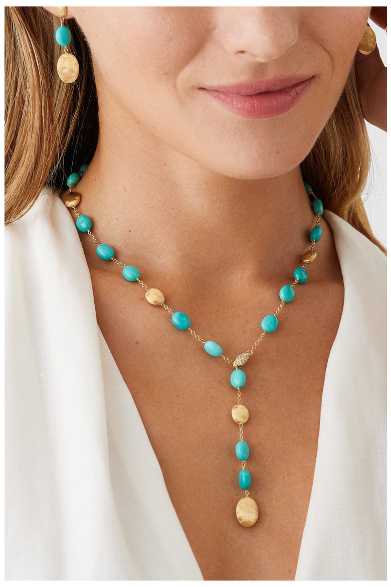 Siviglia 18K Yellow Gold Lariat Necklace with Turquoise, Alternate, color, 18K YELLOW GOLD