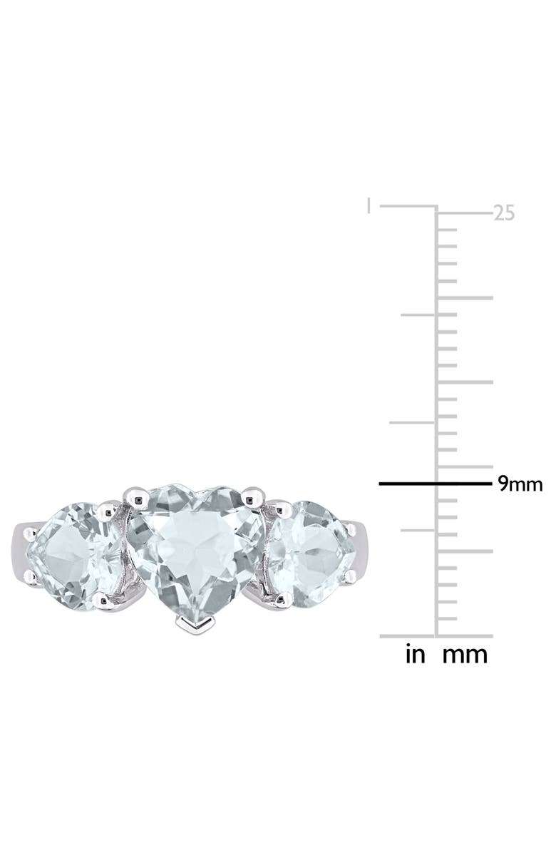 DELMAR Sterling Silver Aquamarine Heart 3-Stone Ring, Alternate, color, Aquamarine