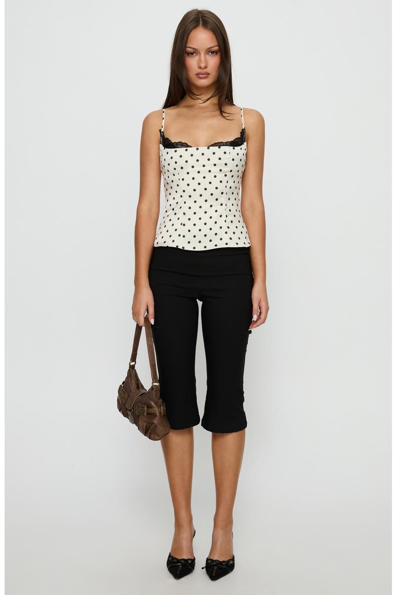 Renaissance Mixed Media Corset Top, Alternate, color, WHITE POLKA