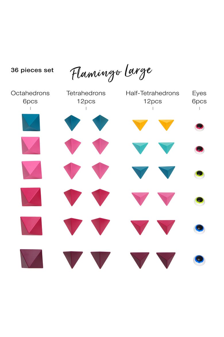 Kids' Flamingo Large 36-Piece Magnetic Construction Kit, Alternate, color, PINK ORANGE BURGUNDY BLUEGREEN