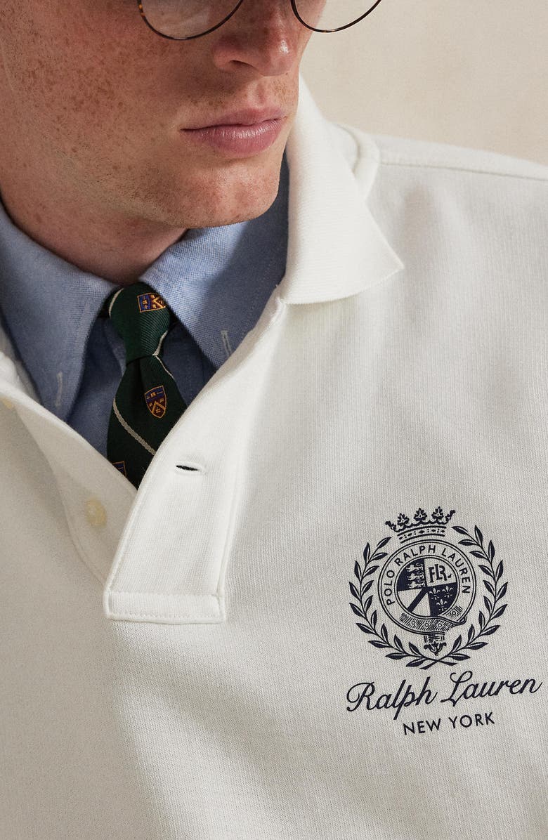 Polo Ralph Lauren Relaxed Fit Fleece Graphic Polo Sweatshirt, Alternate, color, White