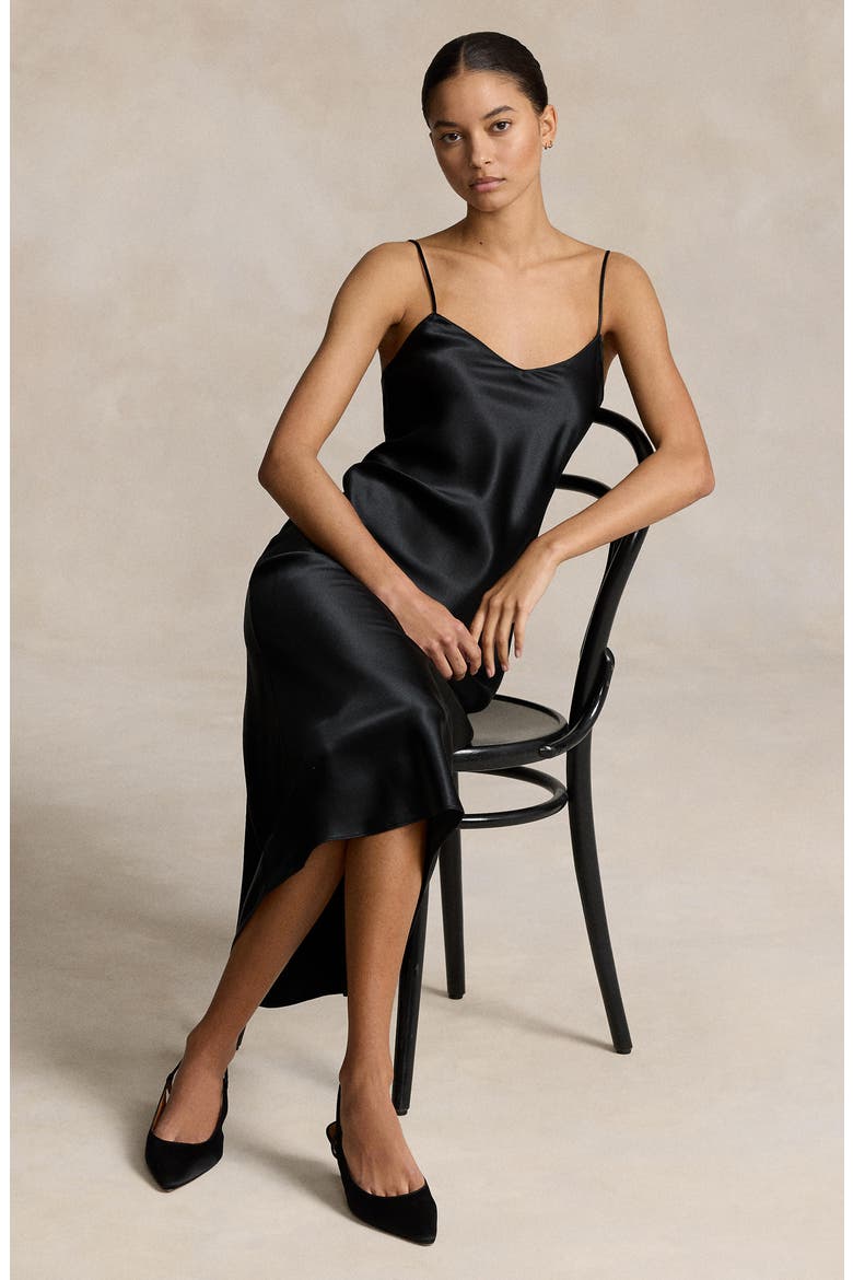 Silk Charmeuse Slipdress, Alternate, color, POLO BLACK