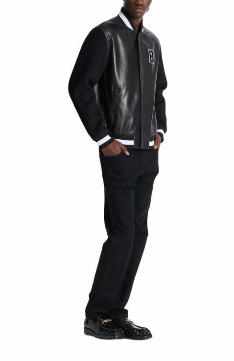 Varsity Lambskin Leather And Wool Jacket