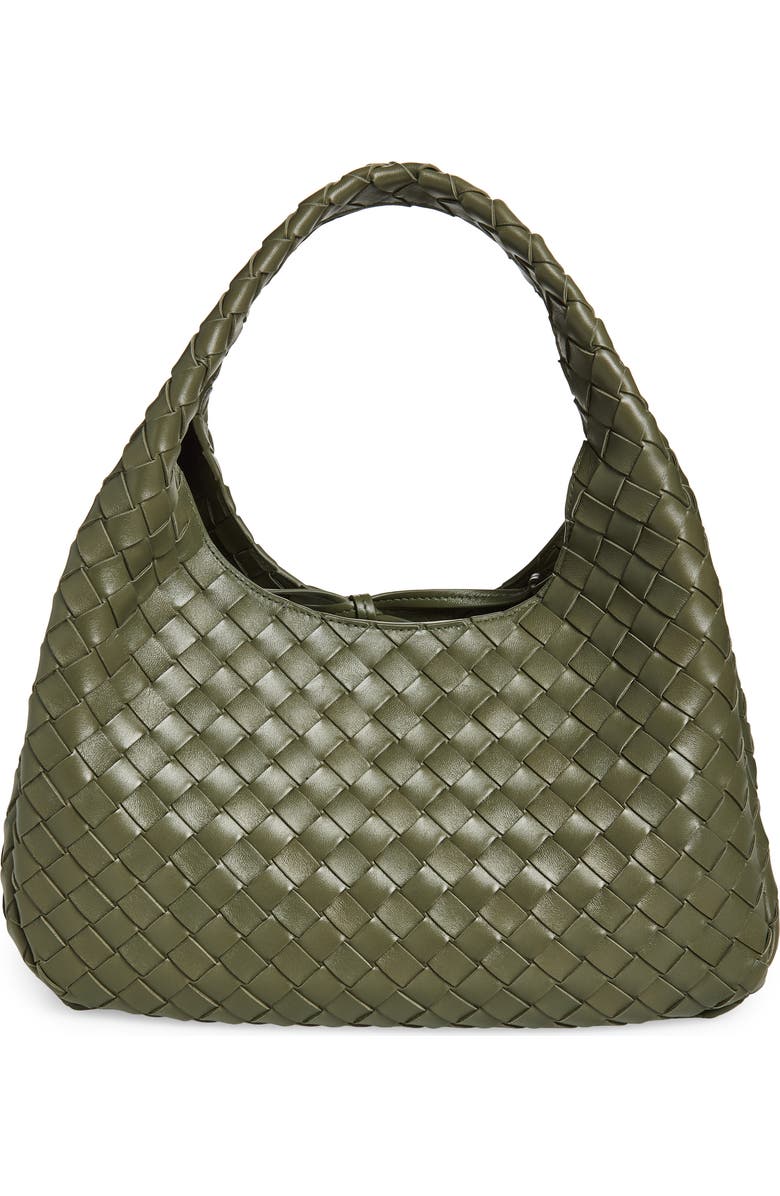 Bottega Veneta Campana Intrecciato Leather Shoulder Bag, Main, color, 3293 Pickle-Muse Brass
