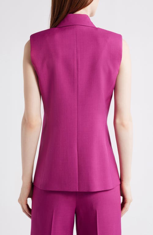 Tahari Asl Double Breasted Long Vest In Wild Berry