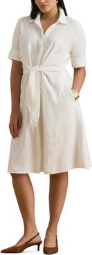 Lauren Ralph Lauren Tie Front Linen Shirtdress