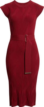 Vince Camuto Belted Knit Sheath Dress