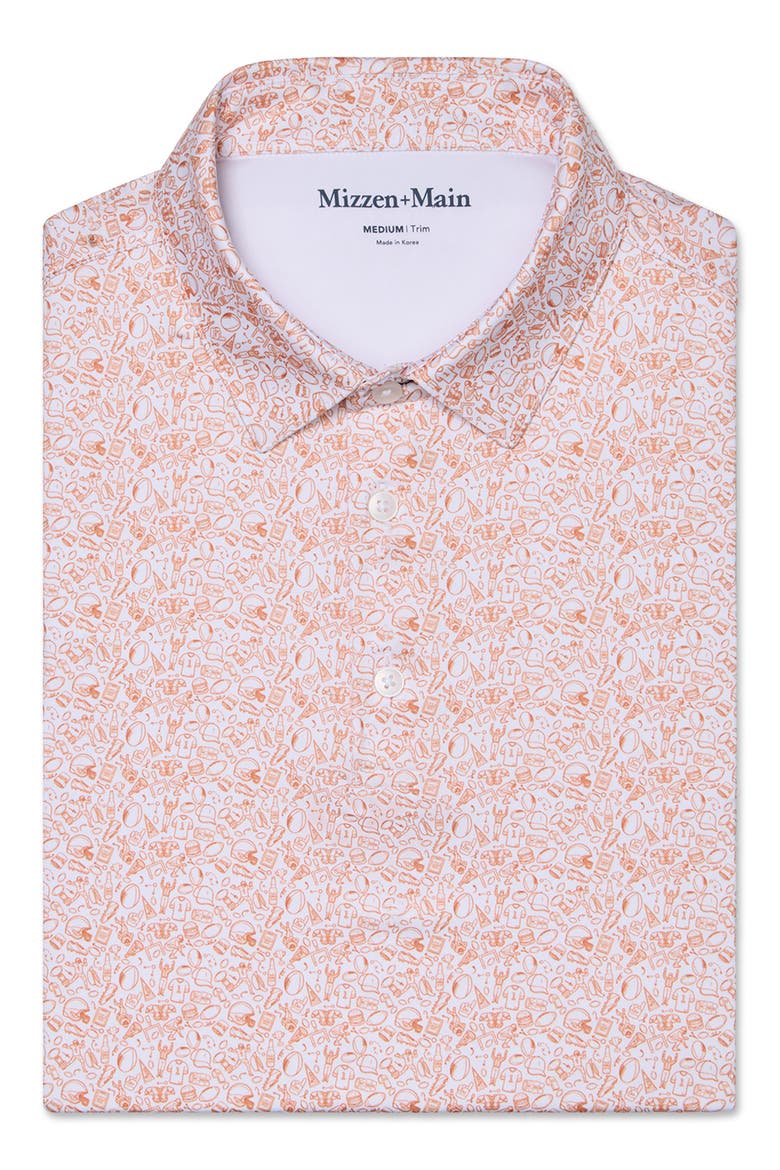 Halyard Trim Fit Short Sleeve Performance Button-Up Shirt, Alternate, color, BURNT ORANGE TOSSED TAILGATE