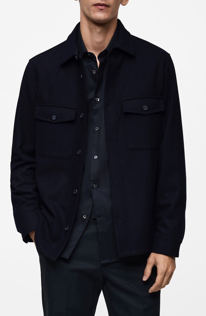 MANGO Workwear Wool Blend Overshirt, Main, color, 