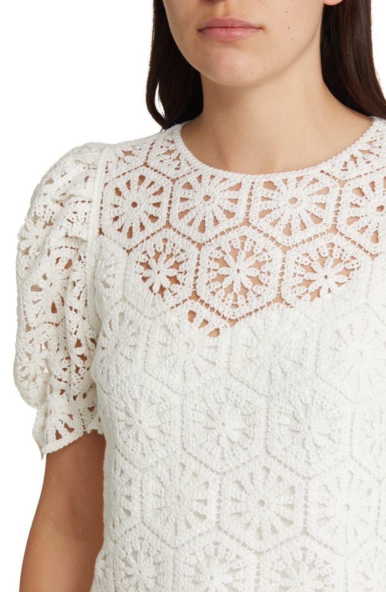 Ted Baker London Ambya Puff Sleeve Sheer Knit Top, Alternate, color, 