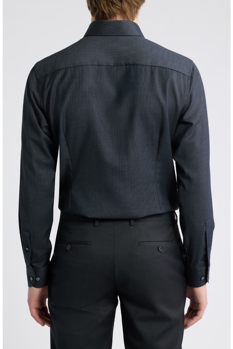 Slim Fit Houndstooth Wool Dress Shirt, Alternate, color, NAVY