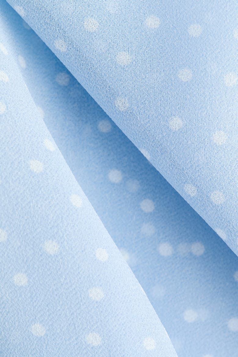 Scarf-collar Chiffon Top, Alternate, color, Light dusty blue/polka dot
