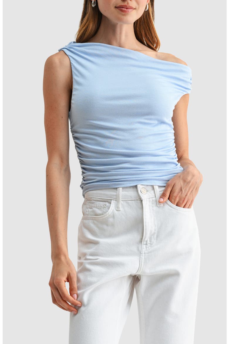 Asymmetric Ruched Top, Main, color, LIGHT BLUE