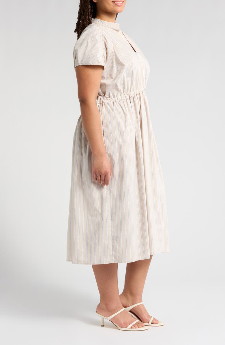 MELLODAY Stripe Poplin Midi Dress, Alternate, color, Beige/ Black Stripe