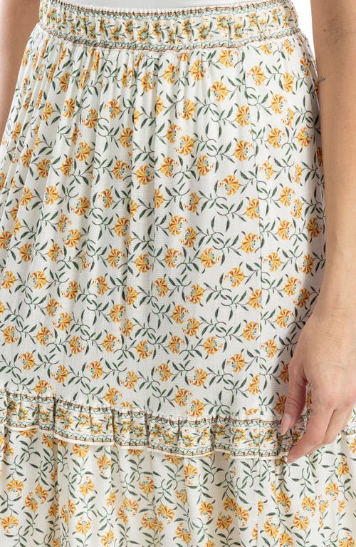 Max Studio Ruffle Tiered Midi Skirt In Ecru Quirky Mini Stems