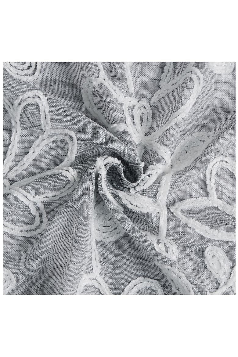 Set of 2 Embroidered Sheer Curtain Panels, Alternate, color, SILVER