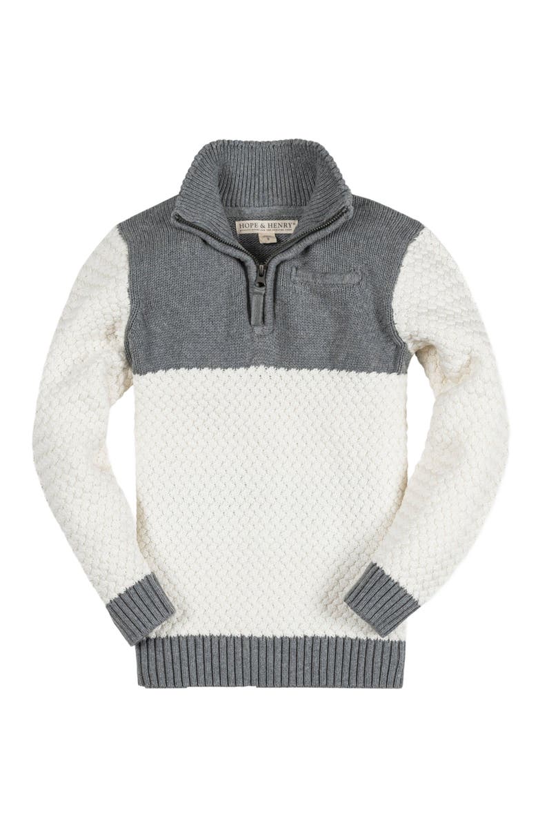 Hope & Henry Boys' Organic Colorblock Half Zip Sweater, Kids, Alternate, color, 